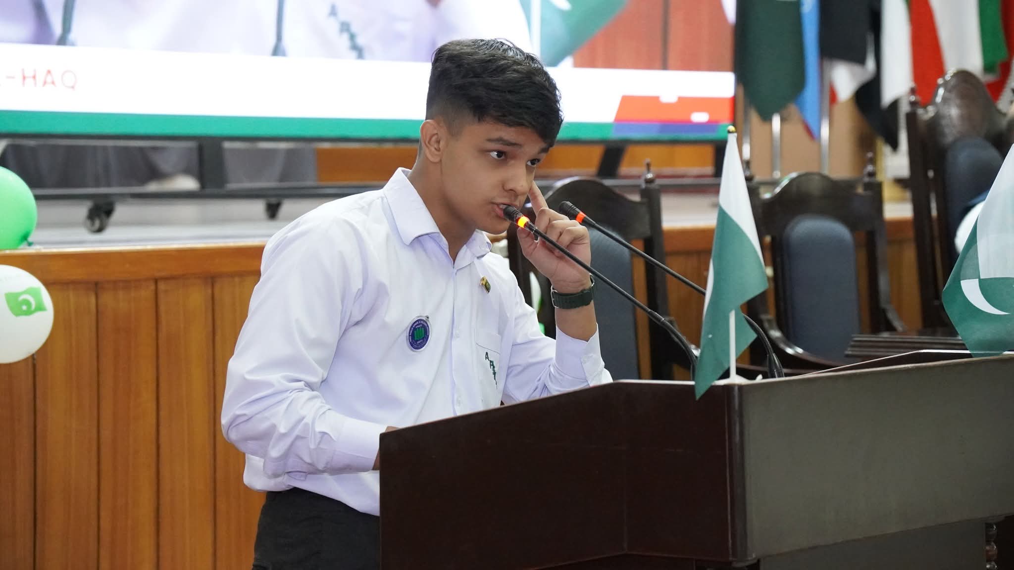 Shayan Imtiaz secured first position at the SSC level speech competition organised by FBISE